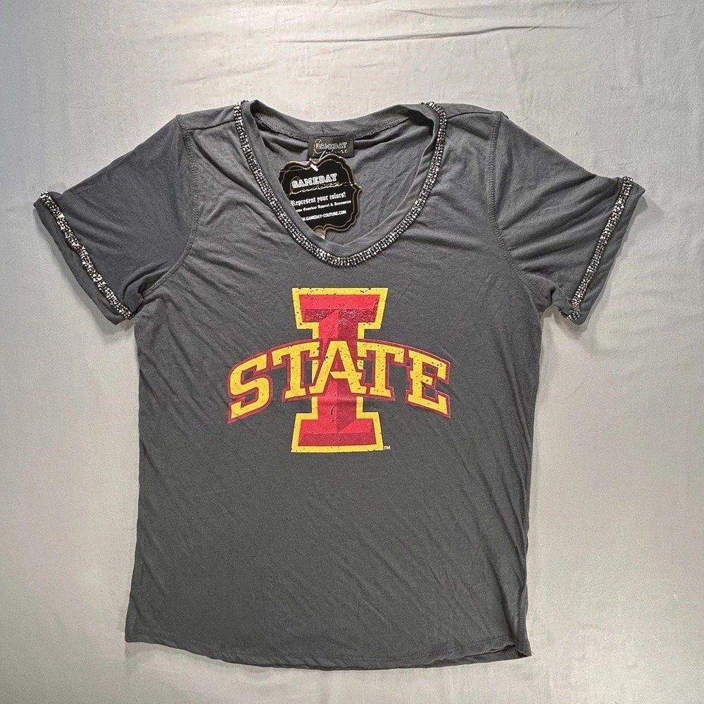 New Iowa State Cyclones College Short Sleeve Gray Shirt‎ Women's Medium